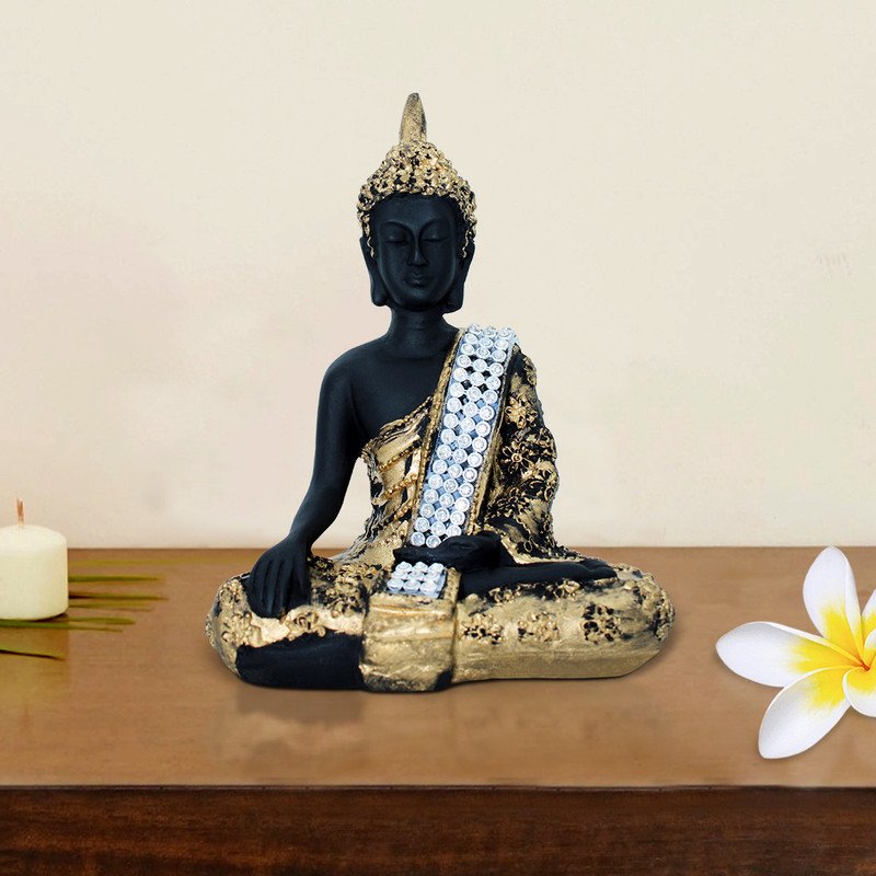 Buddha Idols Handcrafted Ployresin Lord Buddha Sitting And Meditation  Statue Showpiece Home Decor/Office Decor/Spiritual Gift Home Decor Showpiece and Gifts by HomeDecorKart and Karigaari India