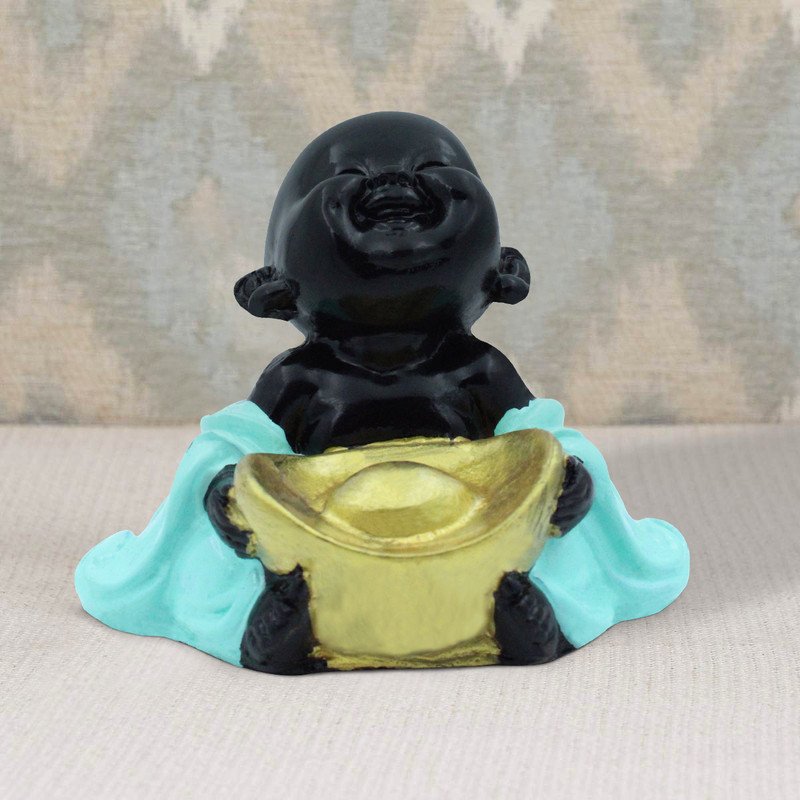 Buddha Idols Handcrafted Ployresin Lord Buddha Sitting Multicolour Statue Showpiece Home Decor/Office Decor/Spiritual Gift, Black And Blue Home Decor Showpiece and Gifts by HomeDecorKart and Karigaari India