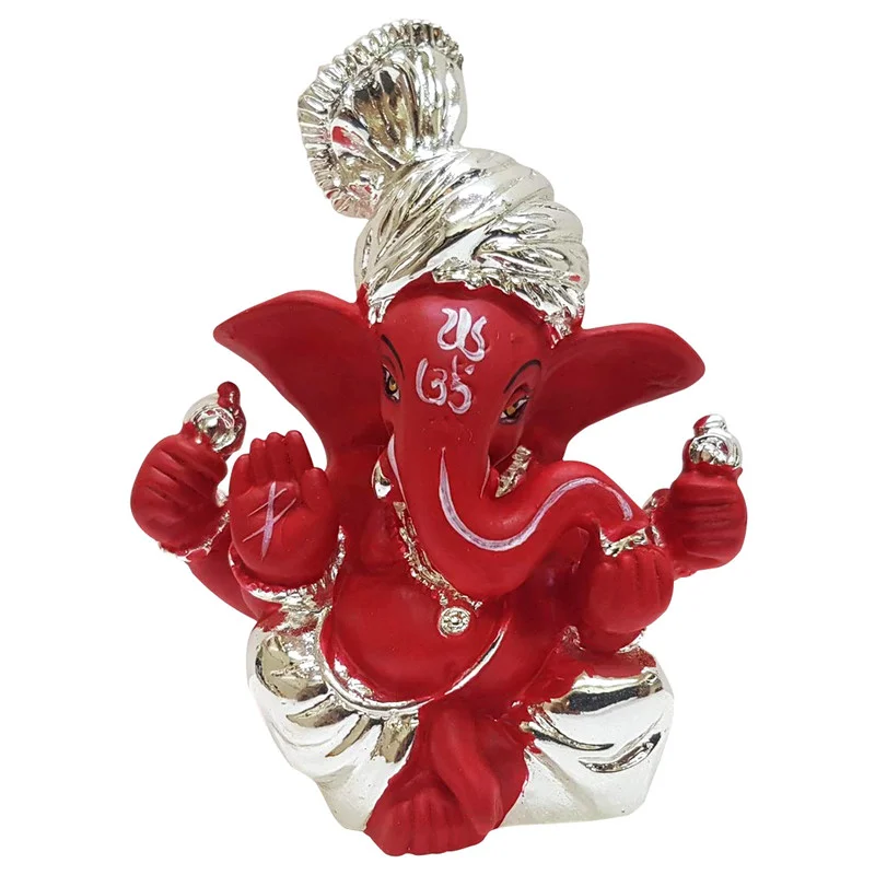 Gold/Silver Plated Ganesha Ceramic Silver Plated Ganesha in sitting Posture for car Home Decor Showpiece and Gifts by HomeDecorKart and Karigaari India