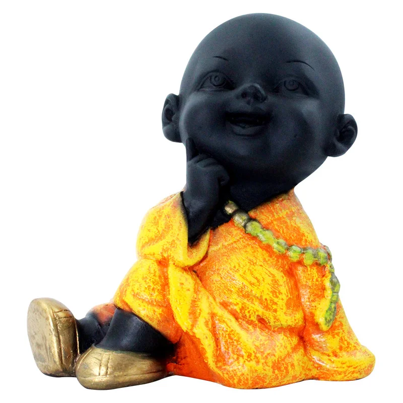 Buddha Idols Handcrafted Ployresin Lord Buddha Sitting And Thinking Statue Showpiece Home Decor/Office Decor/Spiritual Gift, Black And Orange Home Decor Showpiece and Gifts by HomeDecorKart and Karigaari India