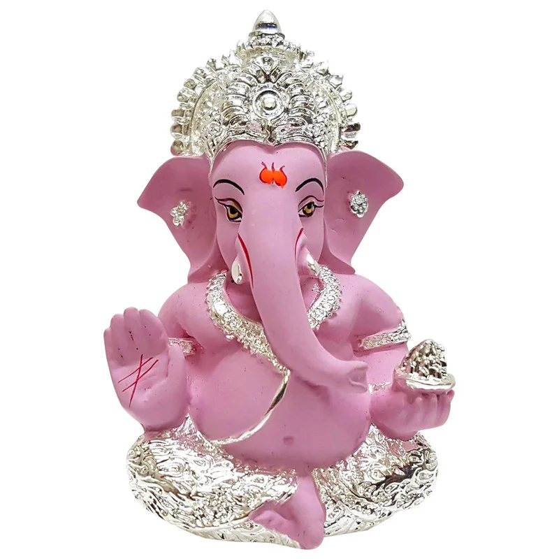 Gold/Silver Plated Ganesha Ceramic Ganesha Idol for Car Dashboard I Ganesha Idol (Silver) Home Decor Showpiece and Gifts by HomeDecorKart and Karigaari India