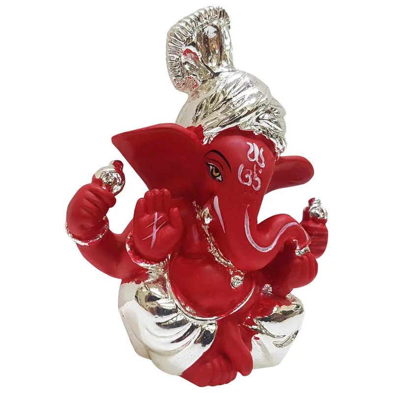 Gold/Silver Plated Ganesha Ceramic Silver Plated Ganesha in sitting Posture for car Home Decor Showpiece and Gifts by HomeDecorKart and Karigaari India