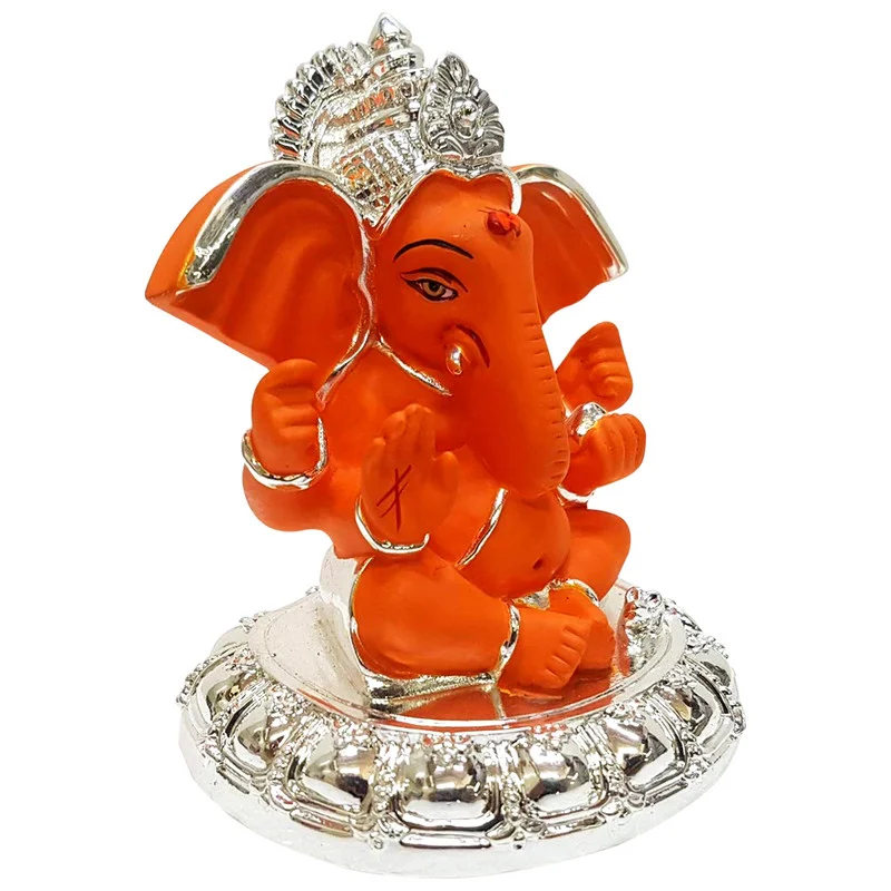 Gold/Silver Plated Ganesha Ceramic Silver Plated Ganesha with Big Ears for Car Home Decor Showpiece and Gifts by HomeDecorKart and Karigaari India