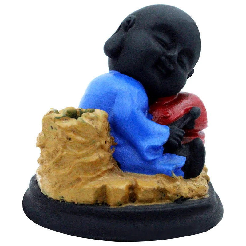 Buddha Idols Handcrafted Ployresin Lord Buddha Sitting And Sleeping Statue Showpiece Home Decor/Office Decor/Spiritual Gift, Black And Blue Colour Home Decor Showpiece and Gifts by HomeDecorKart and Karigaari India