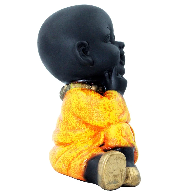 Buddha Idols Handcrafted Ployresin Lord Buddha Sitting And Thinking Statue Showpiece Home Decor/Office Decor/Spiritual Gift, Black And Orange Home Decor Showpiece and Gifts by HomeDecorKart and Karigaari India