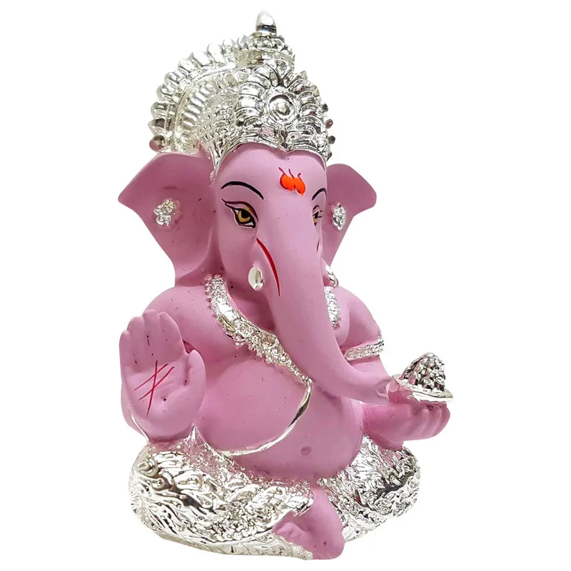 Gold/Silver Plated Ganesha Ceramic Ganesha Idol for Car Dashboard I Ganesha Idol (Silver) Home Decor Showpiece and Gifts by HomeDecorKart and Karigaari India