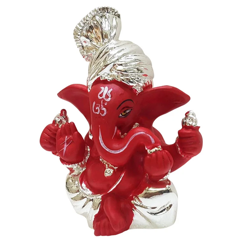 Gold/Silver Plated Ganesha Ceramic Silver Plated Ganesha in sitting Posture for car Home Decor Showpiece and Gifts by HomeDecorKart and Karigaari India