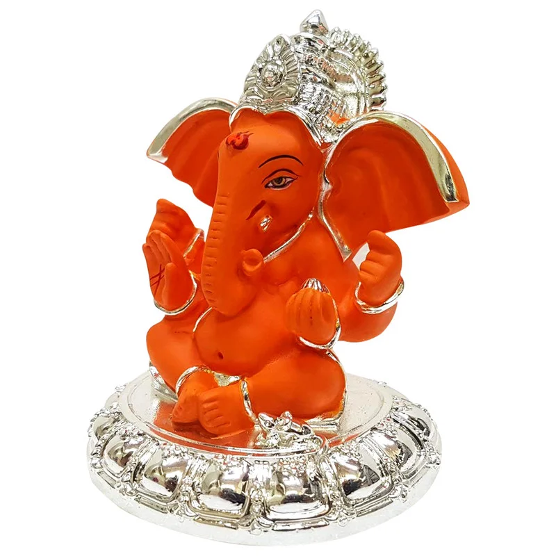 Gold/Silver Plated Ganesha Ceramic Silver Plated Ganesha with Big Ears for Car Home Decor Showpiece and Gifts by HomeDecorKart and Karigaari India