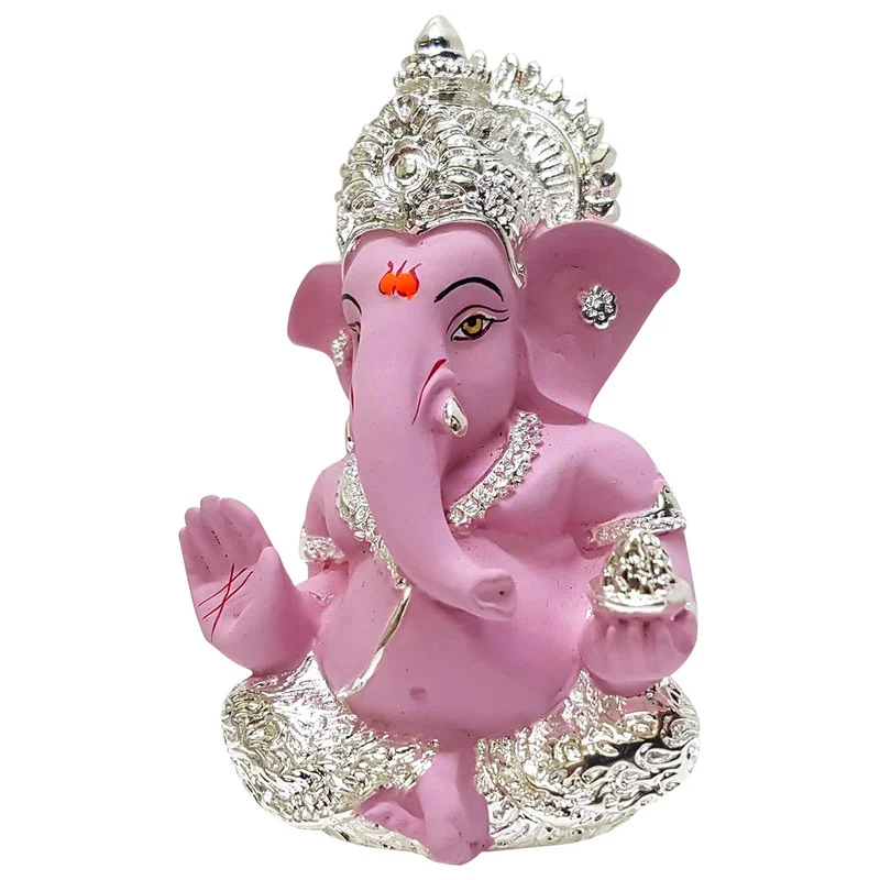 Gold/Silver Plated Ganesha Ceramic Ganesha Idol for Car Dashboard I Ganesha Idol (Silver) Home Decor Showpiece and Gifts by HomeDecorKart and Karigaari India