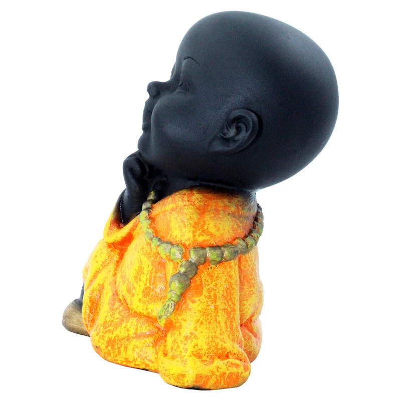 Buddha Idols Handcrafted Ployresin Lord Buddha Sitting And Thinking Statue Showpiece Home Decor/Office Decor/Spiritual Gift, Black And Orange Home Decor Showpiece and Gifts by HomeDecorKart and Karigaari India