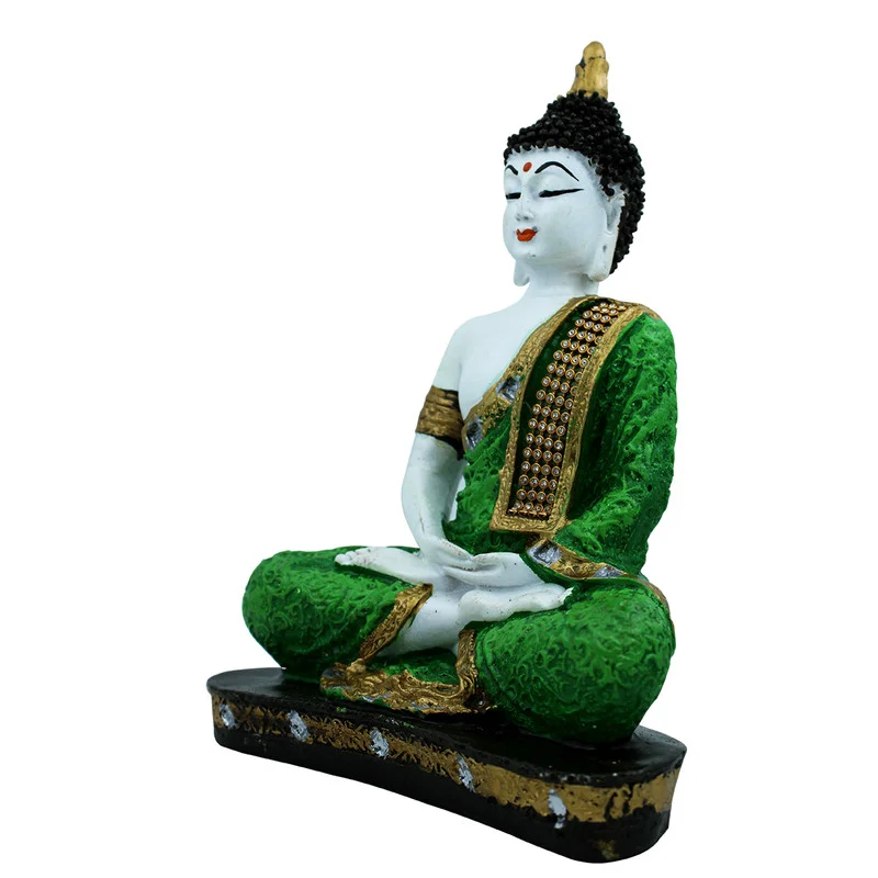 Buddha Idols Handcrafted Ployresin Lord Buddha Sitting And Meditation Green Colour Statue Showpiece Home Decor/Office Decor/Spiritual Gift Home Decor Showpiece and Gifts by HomeDecorKart and Karigaari India