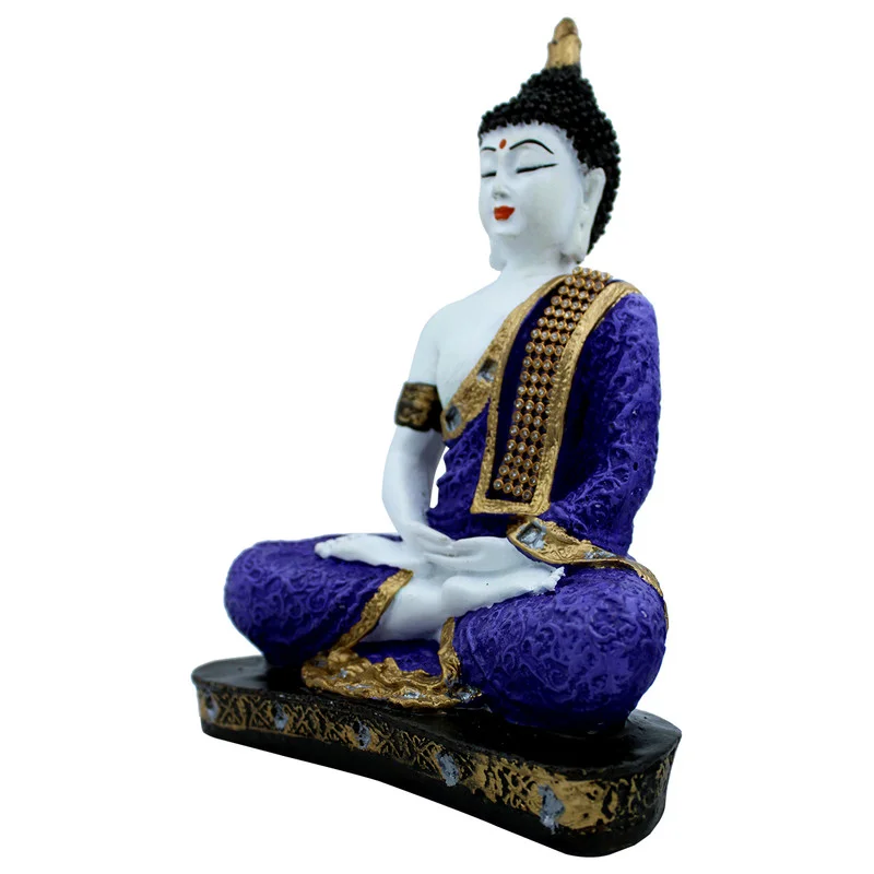 Buddha Idols Handcrafted Ployresin Lord Buddha Meditation Purple Colour Statue Showpiece Home Decor/Office Decor/Spiritual Gift Home Decor Showpiece and Gifts by HomeDecorKart and Karigaari India