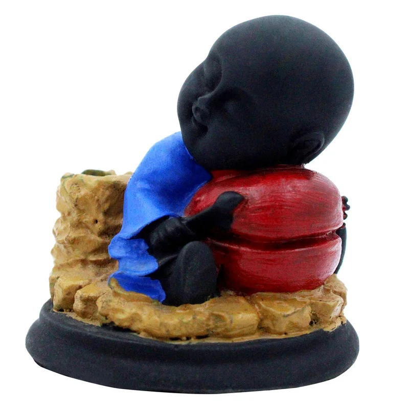 Buddha Idols Handcrafted Ployresin Lord Buddha Sitting And Sleeping Statue Showpiece Home Decor/Office Decor/Spiritual Gift, Black And Blue Colour Home Decor Showpiece and Gifts by HomeDecorKart and Karigaari India