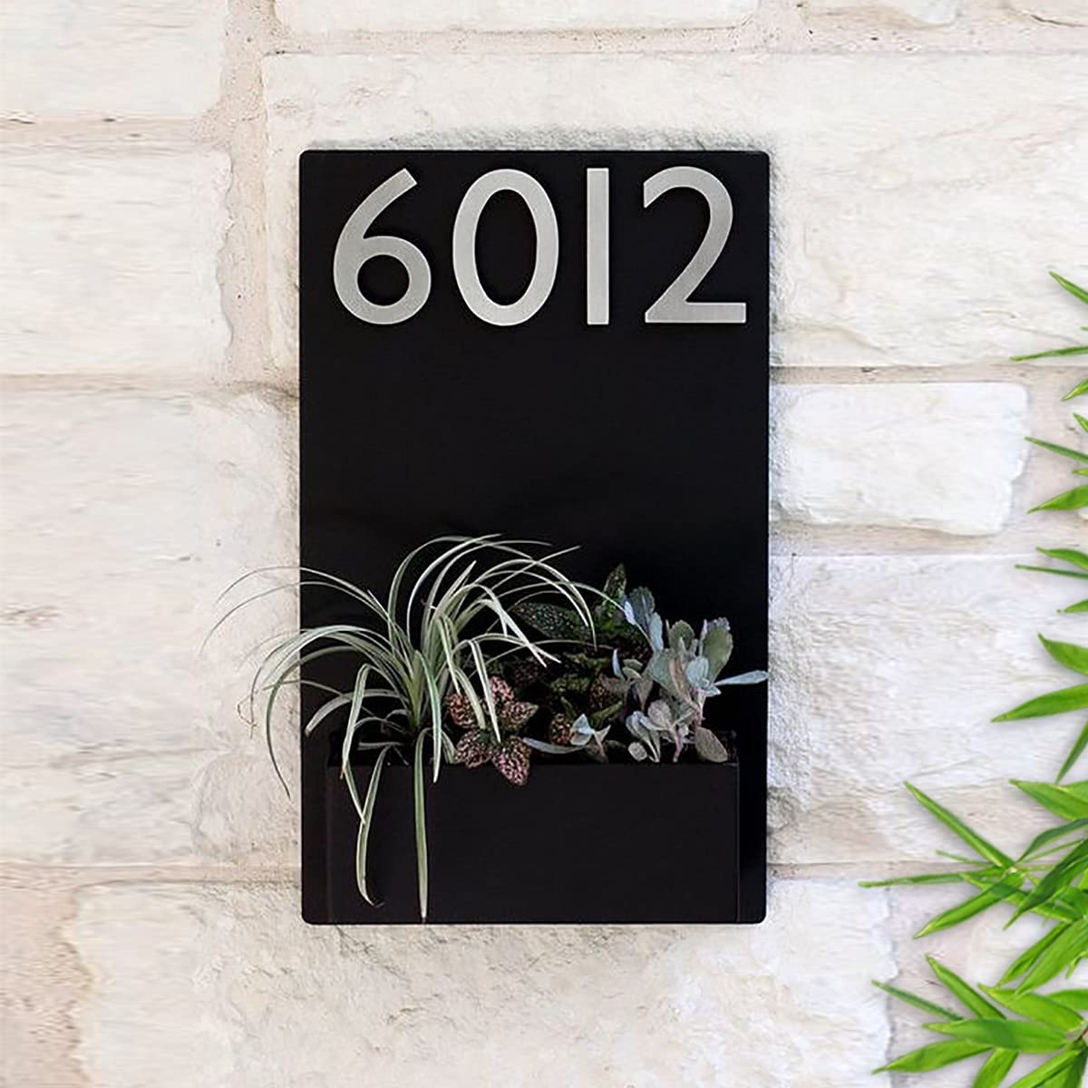 Home Decor Number Plate with Planter in Black Matte Finish Home Decor Showpiece and Gifts by HomeDecorKart and Karigaari India