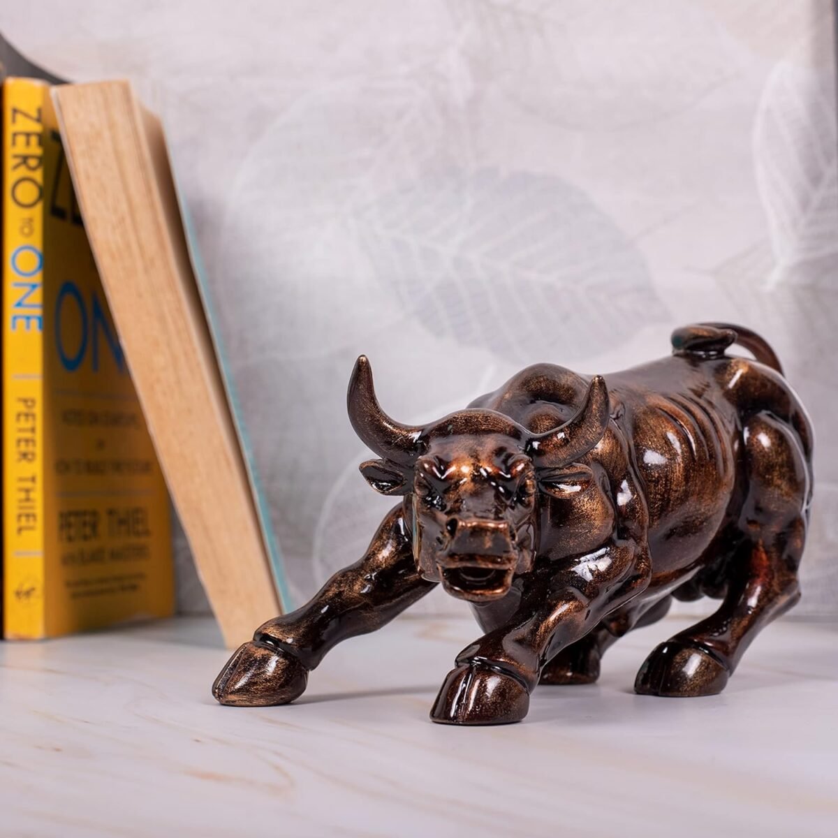 Animals & Bird Figurines Wall Street Bull Replica – Resin Showpiece for Home Decor, 9 Inches (Rustic) Home Decor Showpiece and Gifts by HomeDecorKart and Karigaari India