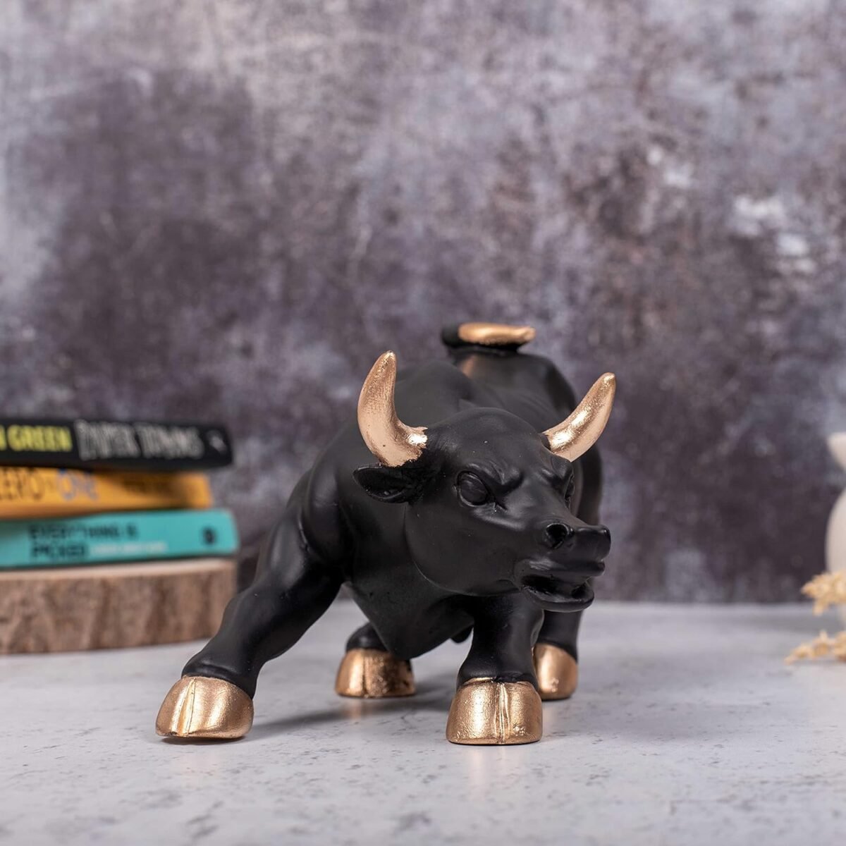 Animals & Bird Figurines Wall Street Bull Replica – Resin Showpiece for Home Decor, 9 Inches (Black) Home Decor Showpiece and Gifts by HomeDecorKart and Karigaari India