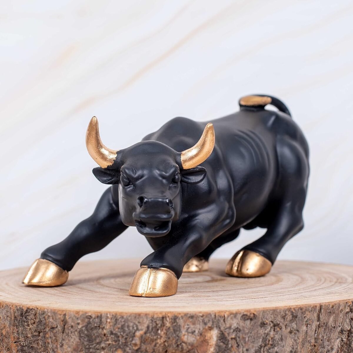 Animals & Bird Figurines Wall Street Bull Replica – Resin Showpiece for Home Decor, 9 Inches (Black) Home Decor Showpiece and Gifts by HomeDecorKart and Karigaari India