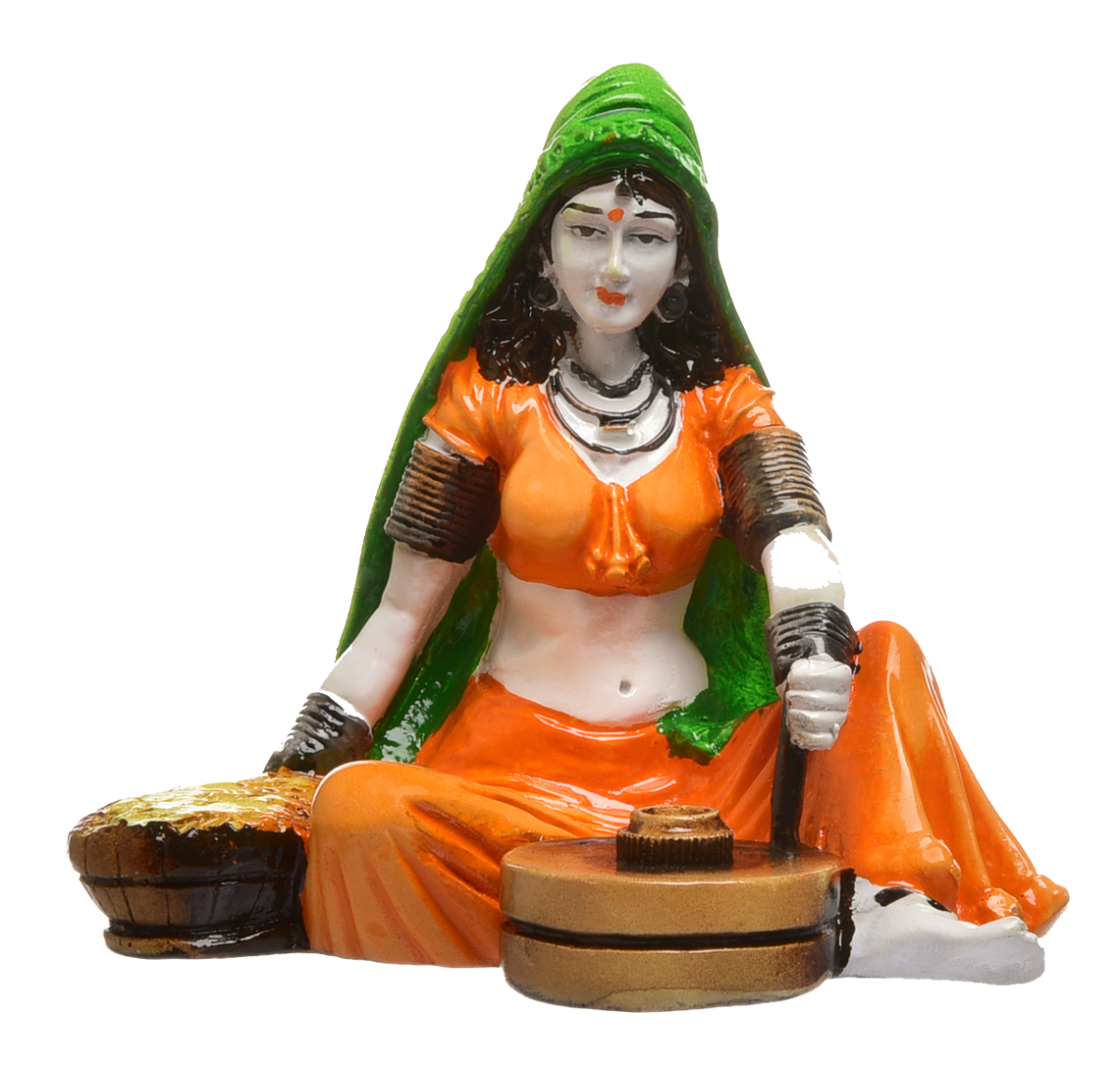 Home Decor Handcrafted Rajasthani Lady Making Chakki Polyesine Idol Showpiece for Home Decor Home Decor Showpiece and Gifts by HomeDecorKart and Karigaari India