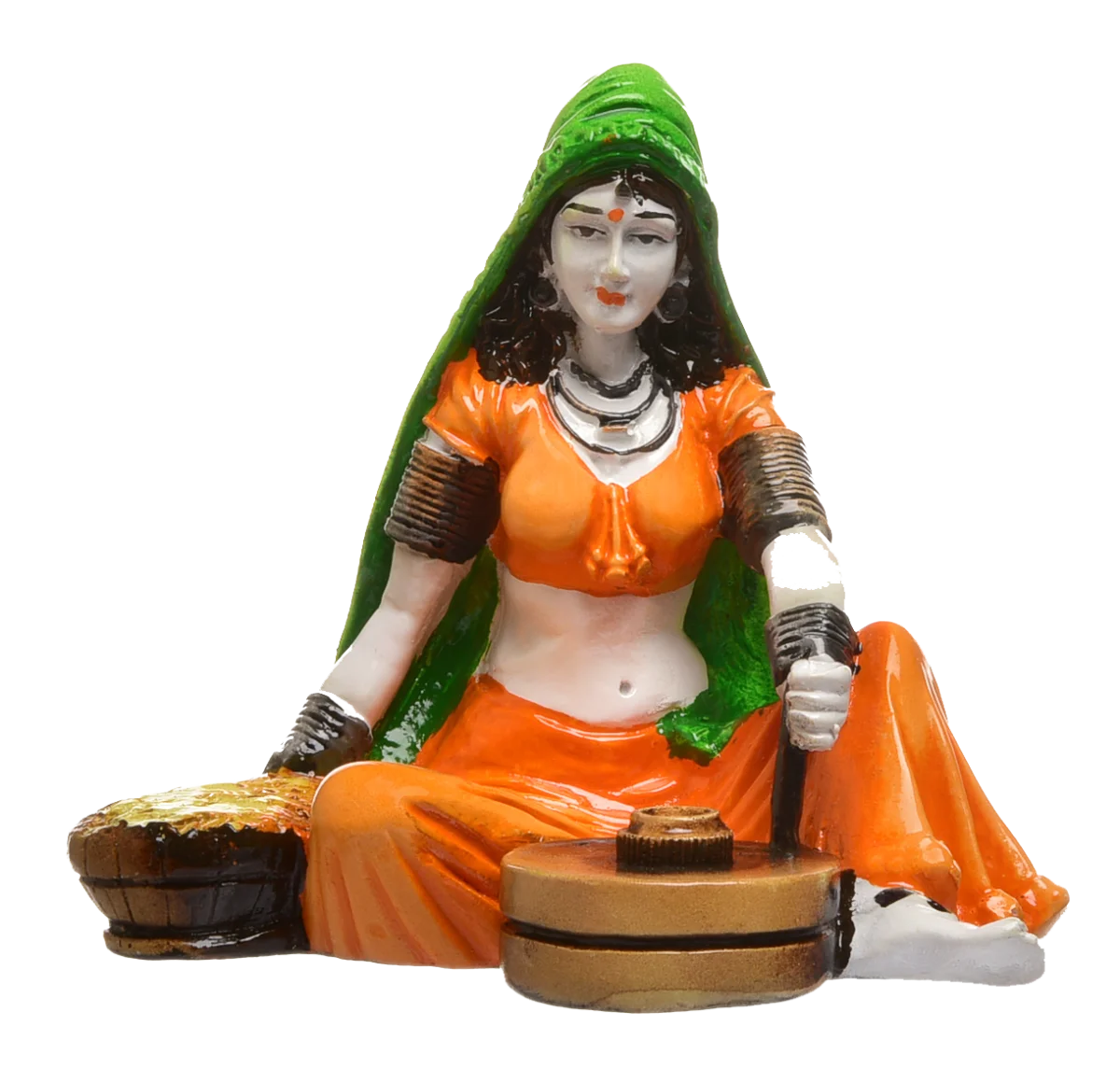 Home Decor Handcrafted Rajasthani Lady Making Chakki Polyesine Idol Showpiece for Home Decor Home Decor Showpiece and Gifts by HomeDecorKart and Karigaari India