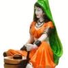 Handcrafted Rajasthani Lady Making Chakki Polyesine Idol Showpiece for Home Decor - Image 4