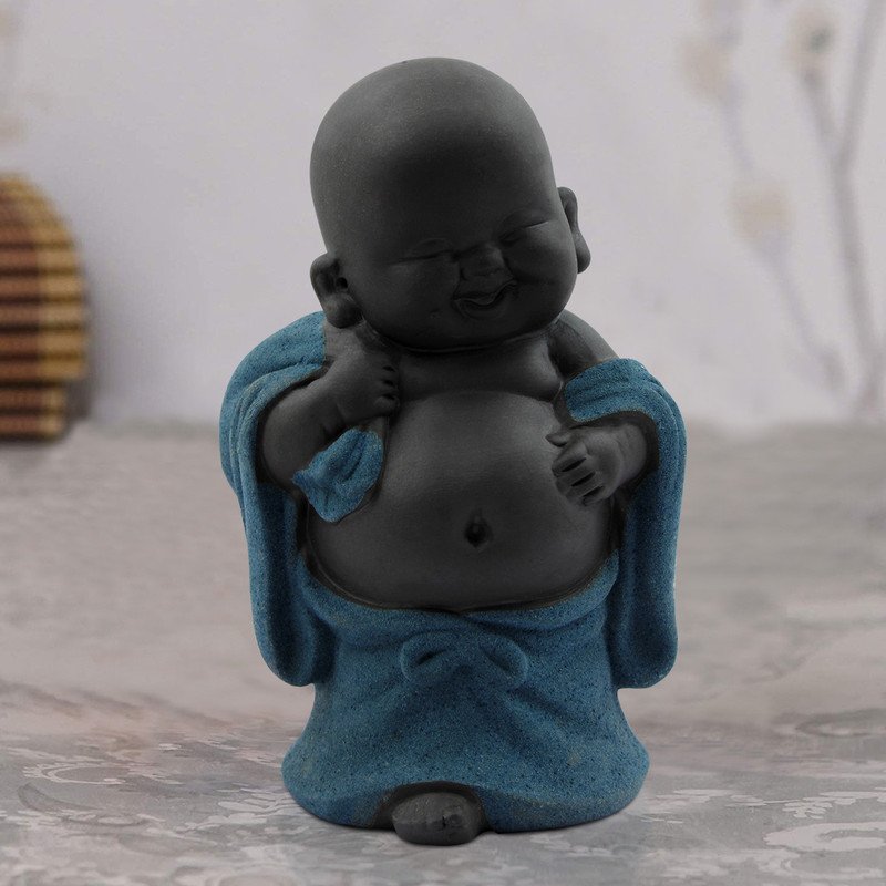 Buddha Idols Handcrafted Ployresin Lord Buddha Standing  Black  And Grey Statue Showpiece Home Decor/Office Decor/Spiritual Gift Home Decor Showpiece and Gifts by HomeDecorKart and Karigaari India