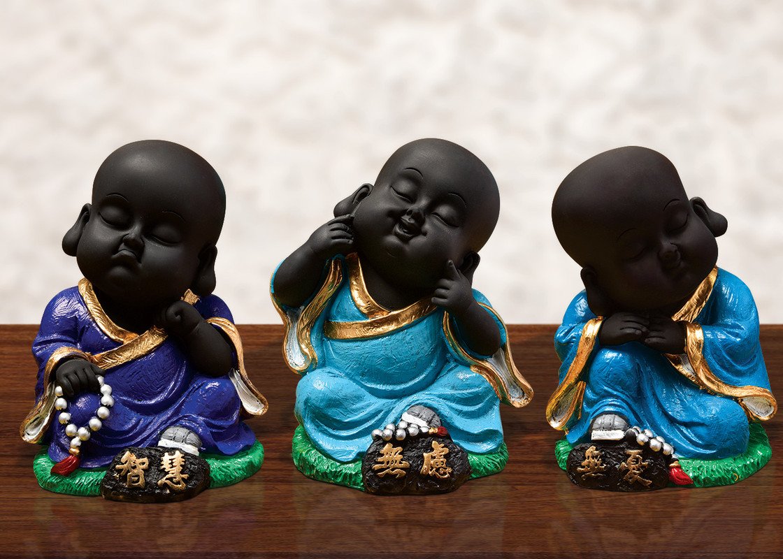 Buddha Idols Handcrafted Ployresin Sitting And Sleeping Lord Buddha Statue Multicolour Three Pieces Showpiece Home Decor/Office Decor/Spiritual Gift Home Decor Showpiece and Gifts by HomeDecorKart and Karigaari India