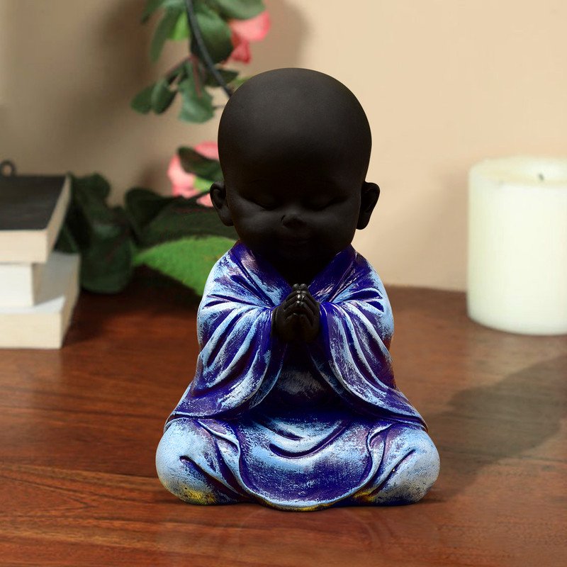 Buddha Idols Handcrafted Ployresin Purple Colour Sitting And Praying Lord Buddha Statue Showpiece Home Decor/Office Decor/Spiritual Gift Home Decor Showpiece and Gifts by HomeDecorKart and Karigaari India