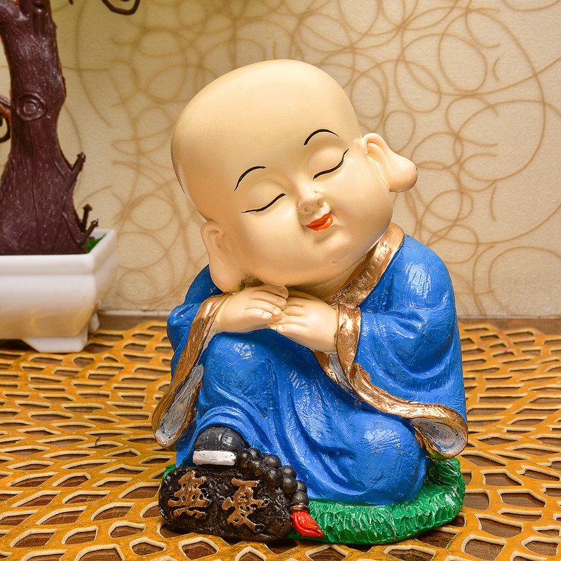 Buddha Idols Handcrafted Ployresin Lord Buddha Sitting Blue Colour Meditating Statue  Showpiece Home Decor/Office Decor/Spiritual Gift Home Decor Showpiece and Gifts by HomeDecorKart and Karigaari India