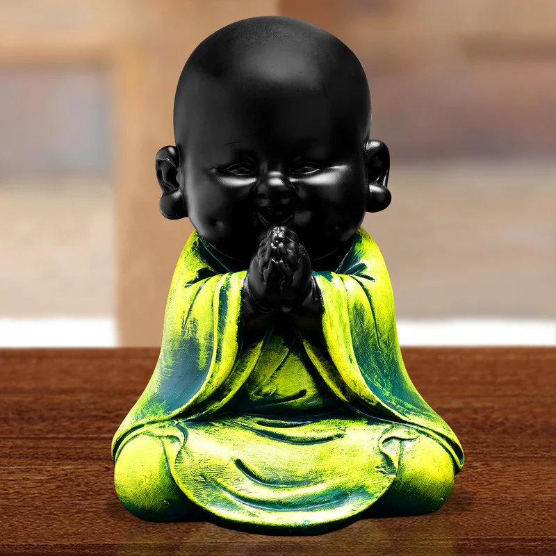 Buddha Idols Handcrafted Ployresin Lord Buddha Light Green Colour Praying And Sitting Statue Showpiece Home Decor/Office Decor/Spiritual Gift Home Decor Showpiece and Gifts by HomeDecorKart and Karigaari India