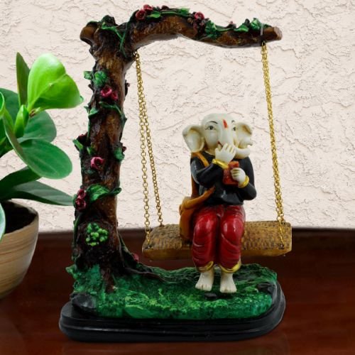 Ganesha Idols Lord Ganesha Sitting on Jhula Under Tree Idol for Home Decor Home Decor Showpiece and Gifts by HomeDecorKart and Karigaari India