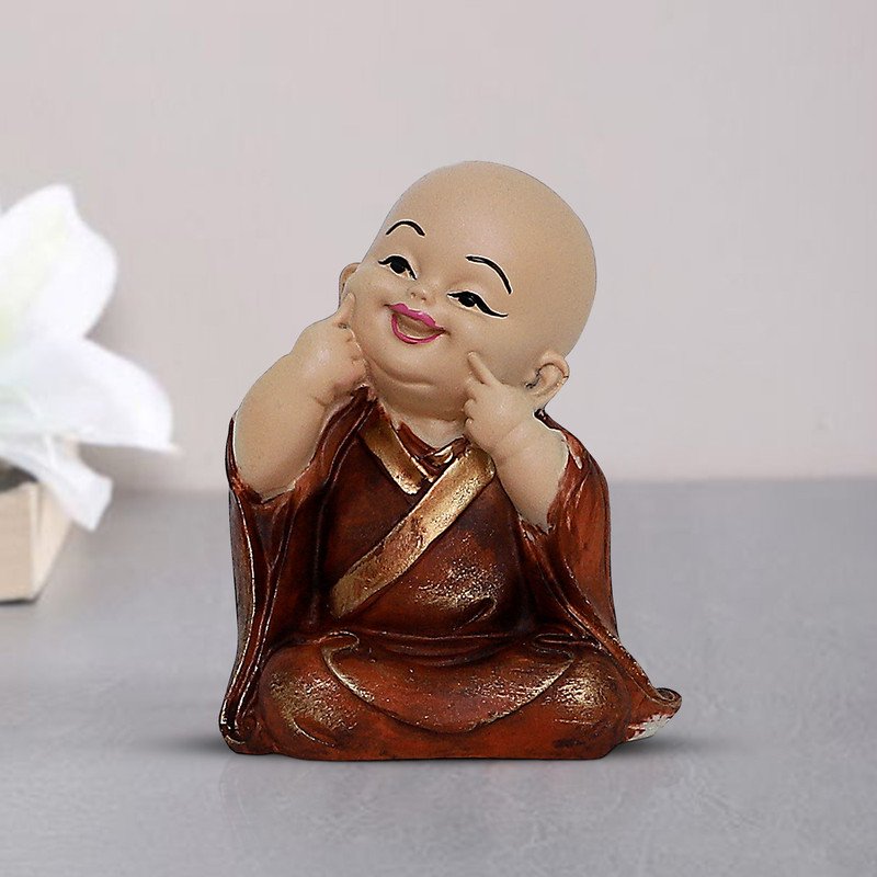 Buddha Idols Handcrafted Ployresin Lord Buddha Sitting With Putting Fingers On Chicks Statue Showpiece Home Decor/Office Decor/Spiritual Gift, Shiny Brown Home Decor Showpiece and Gifts by HomeDecorKart and Karigaari India