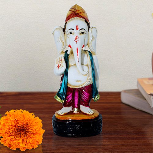 Ganesha Idols Lord Ganesha Standing & Giving Blessing multiolor Idol for Home Decor Home Decor Showpiece and Gifts by HomeDecorKart and Karigaari India