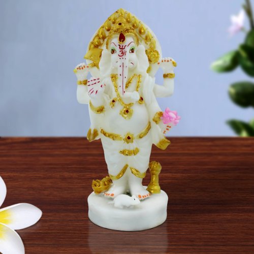 Ganesha Idols Lord Ganesha Standing Idol White Color for Home Decor Home Decor Showpiece and Gifts by HomeDecorKart and Karigaari India