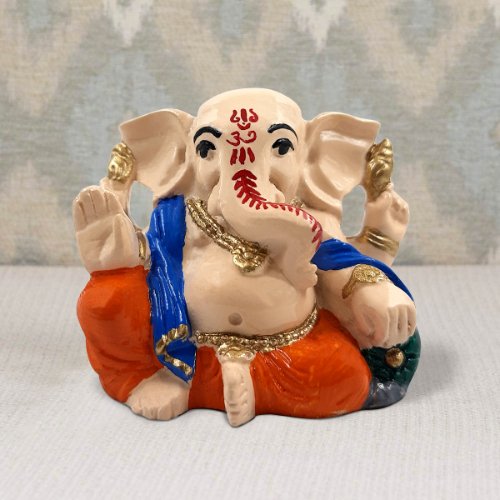 Ganesha Idols Lord Ganesha Sitting Idol Red & Blue Color for Home Decor Home Decor Showpiece and Gifts by HomeDecorKart and Karigaari India