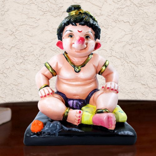 Ganesha Idols Unique Design Bal Ganesha Sitting Multicolor Idol Best for Home Decor Home Decor Showpiece and Gifts by HomeDecorKart and Karigaari India