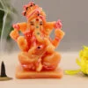 Unique Design Lord Ganesha Sitting Idol Orange And Pink Color Best for Home Decor