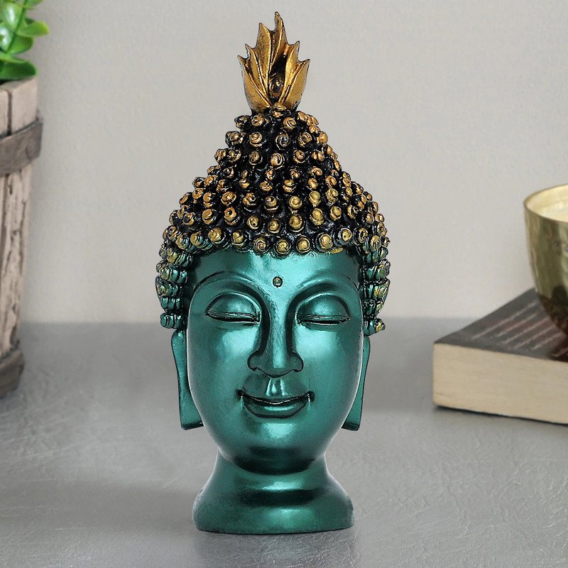 Buddha Idols Handcrafted Ployresin Lord Buddha Face Multicolour Statue Showpiece Home Decor/Office Decor/Spiritual Gift Home Decor Showpiece and Gifts by HomeDecorKart and Karigaari India