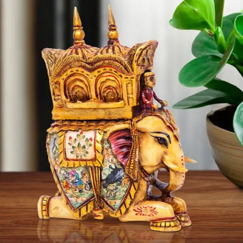 Ganesha Idols Unique Design Elephant With Ornaments Best Item for Home Decor Home Decor Showpiece and Gifts by HomeDecorKart and Karigaari India