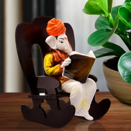 Ganesha Idols Unique Little Lord Ganesha Sitting On Chair Reading Idol Best Item for Home Decor Home Decor Showpiece and Gifts by HomeDecorKart and Karigaari India