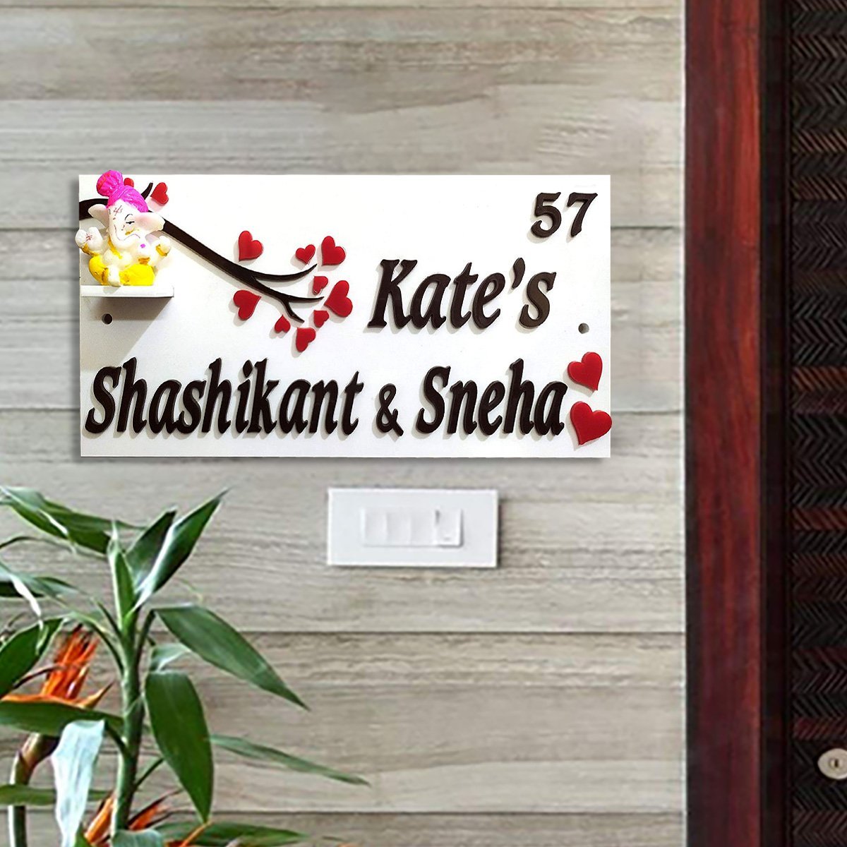 Home Decor Wooden Beautiful Personalized Wooden Name Plate for Home Sturdy Durable Home Decor Showpiece and Gifts by HomeDecorKart and Karigaari India