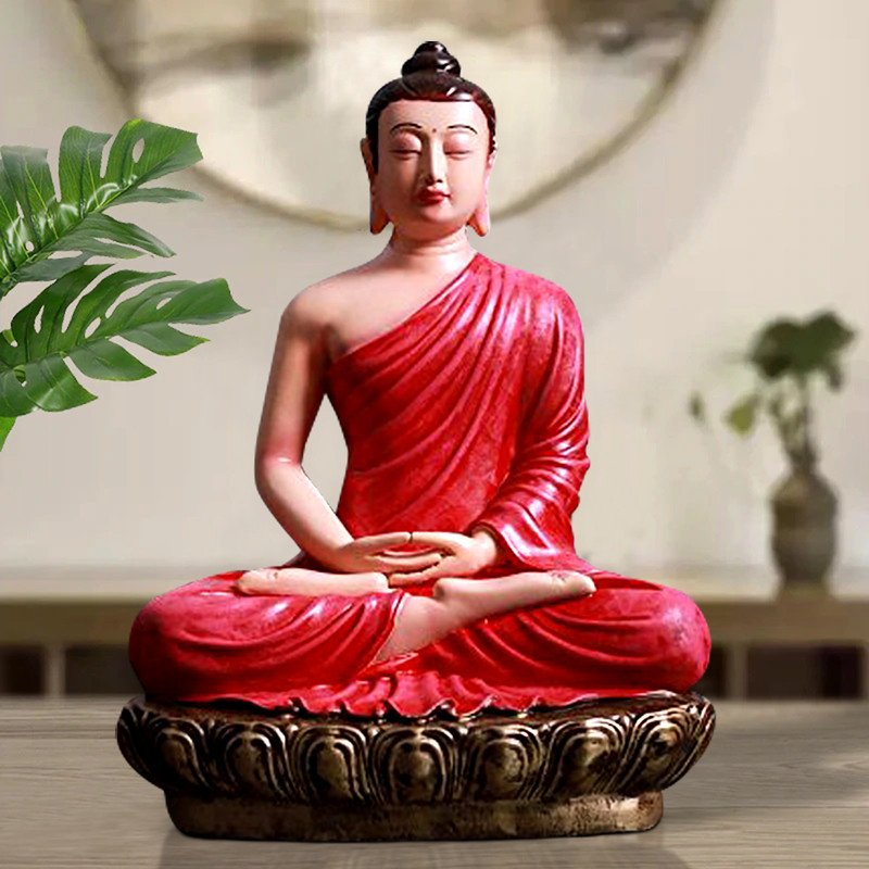 Buddha Idols Handcrafted Ployresin Lord Buddha Red  Colour Meditating Statue Showpiece Home Decor/Office Decor/Spiritual Gift Home Decor Showpiece and Gifts by HomeDecorKart and Karigaari India