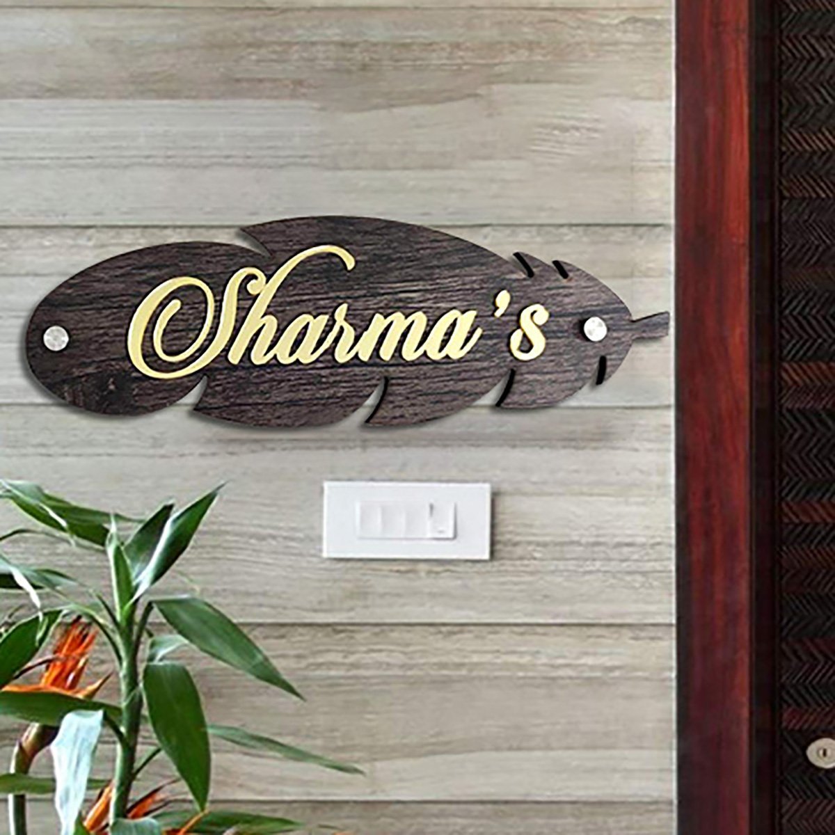 Home Decor Sturdy Custom Wooden Name Plate for House Personalized Beautiful Home Decor Showpiece and Gifts by HomeDecorKart and Karigaari India