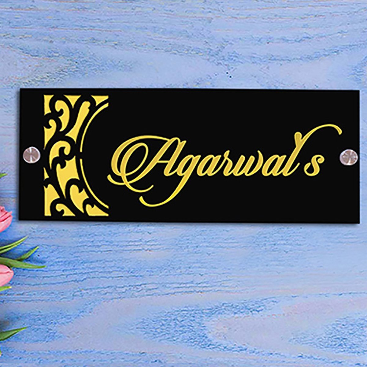 Home Decor Durable Personalized Acrylic Name Plate for House Beautiful Sturdy Decor Home Decor Showpiece and Gifts by HomeDecorKart and Karigaari India