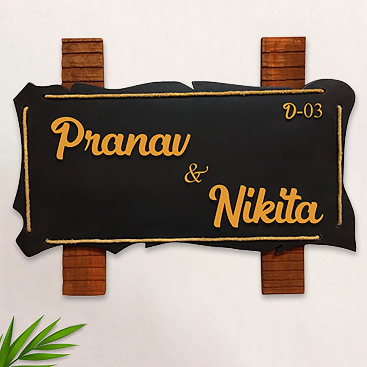 Home Decor Durable Personalized Wooden Name Plate for House Beautiful Custom (Black) Home Decor Showpiece and Gifts by HomeDecorKart and Karigaari India