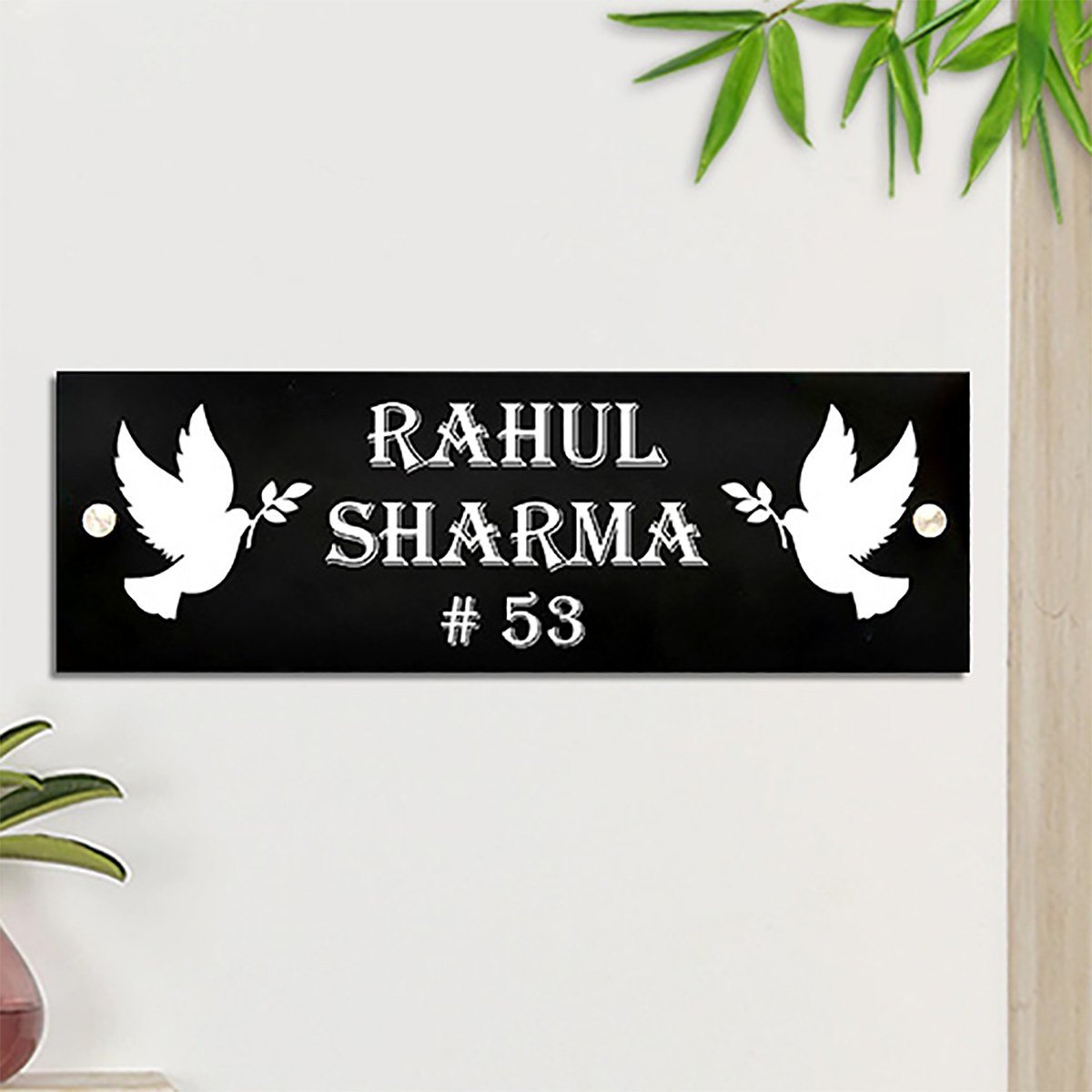 Home Decor Sturdy Personalized Acrylic Name Plate for House Durable Beautiful Home Decor Showpiece and Gifts by HomeDecorKart and Karigaari India