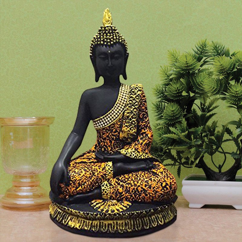 Buddha Idols Handcrafted Ployresin Multicolour Sitting Lord Buddha  Statue Showpiece Home Decor/Office Decor/Spiritual Gift Home Decor Showpiece and Gifts by HomeDecorKart and Karigaari India