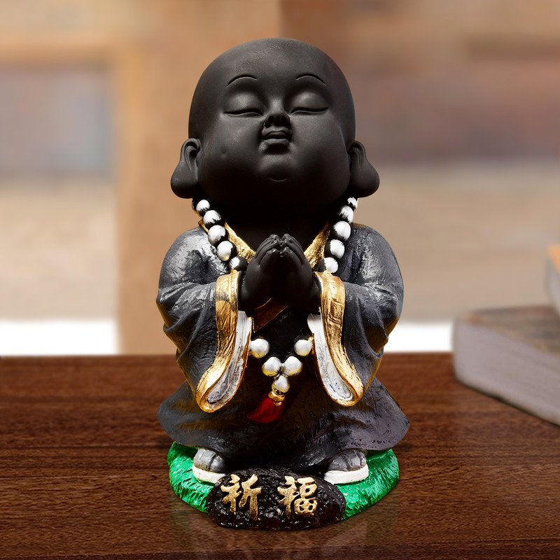 Buddha Idols Handcrafted Ployresin Praying Lord Buddha Statues Showpiece Home Decor/Office Decor/Spiritual Gift, Black Home Decor Showpiece and Gifts by HomeDecorKart and Karigaari India