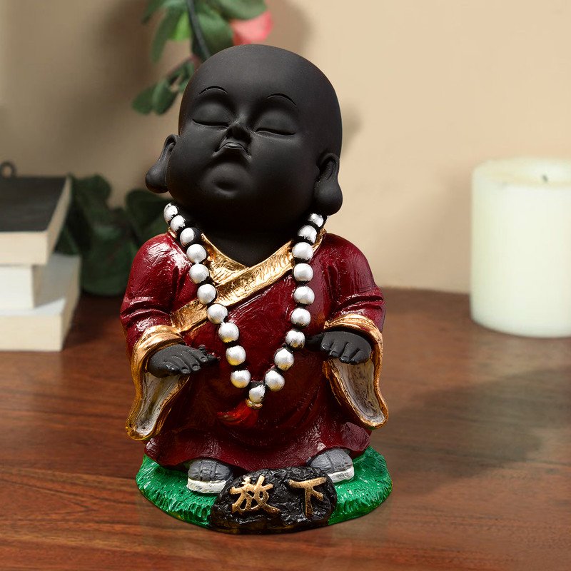 Buddha Idols Handcrafted Ployresin Black And Brown  Lord Buddha Statue Showpiece Home Decor/Office Decor/Spiritual Gift Home Decor Showpiece and Gifts by HomeDecorKart and Karigaari India