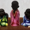 Handcrafted Ployresin Three Multicolour Pieces Standing And SItting  Lord Buddha Statue Showpiece Home Decor/Office Decor/Spiritual Gift