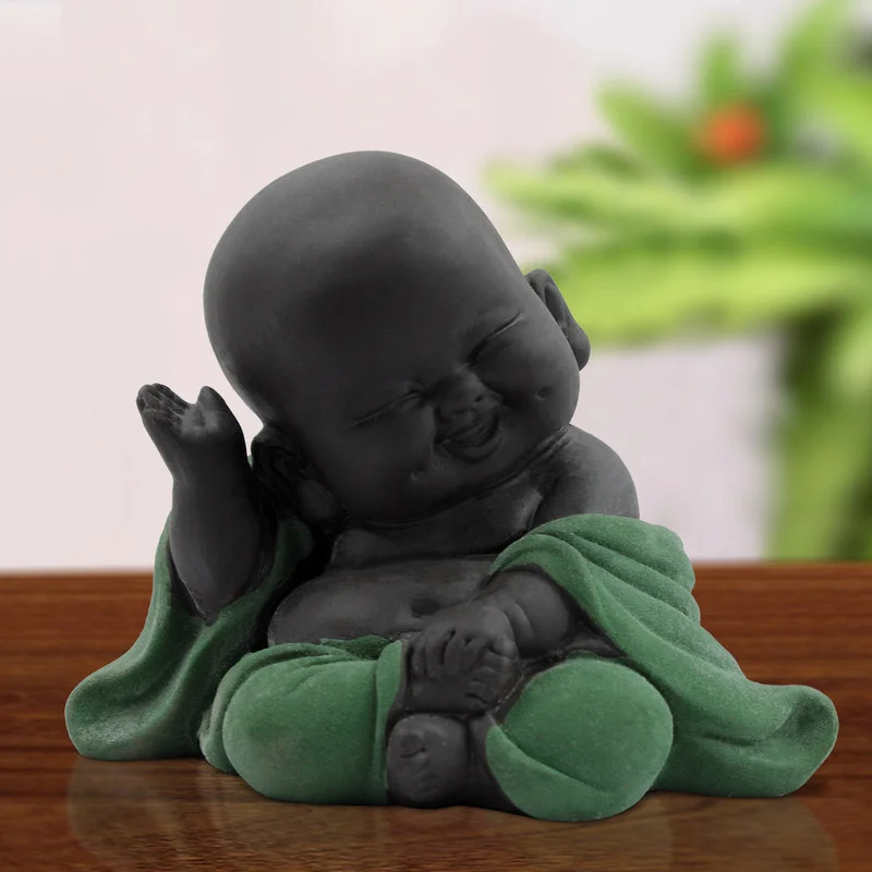 Buddha Idols Handcrafted Ployresin Lord Buddha Sitting And Sleeping Statue Showpiece Home Decor/Office Decor/Spiritual Gift, Black And Green Home Decor Showpiece and Gifts by HomeDecorKart and Karigaari India